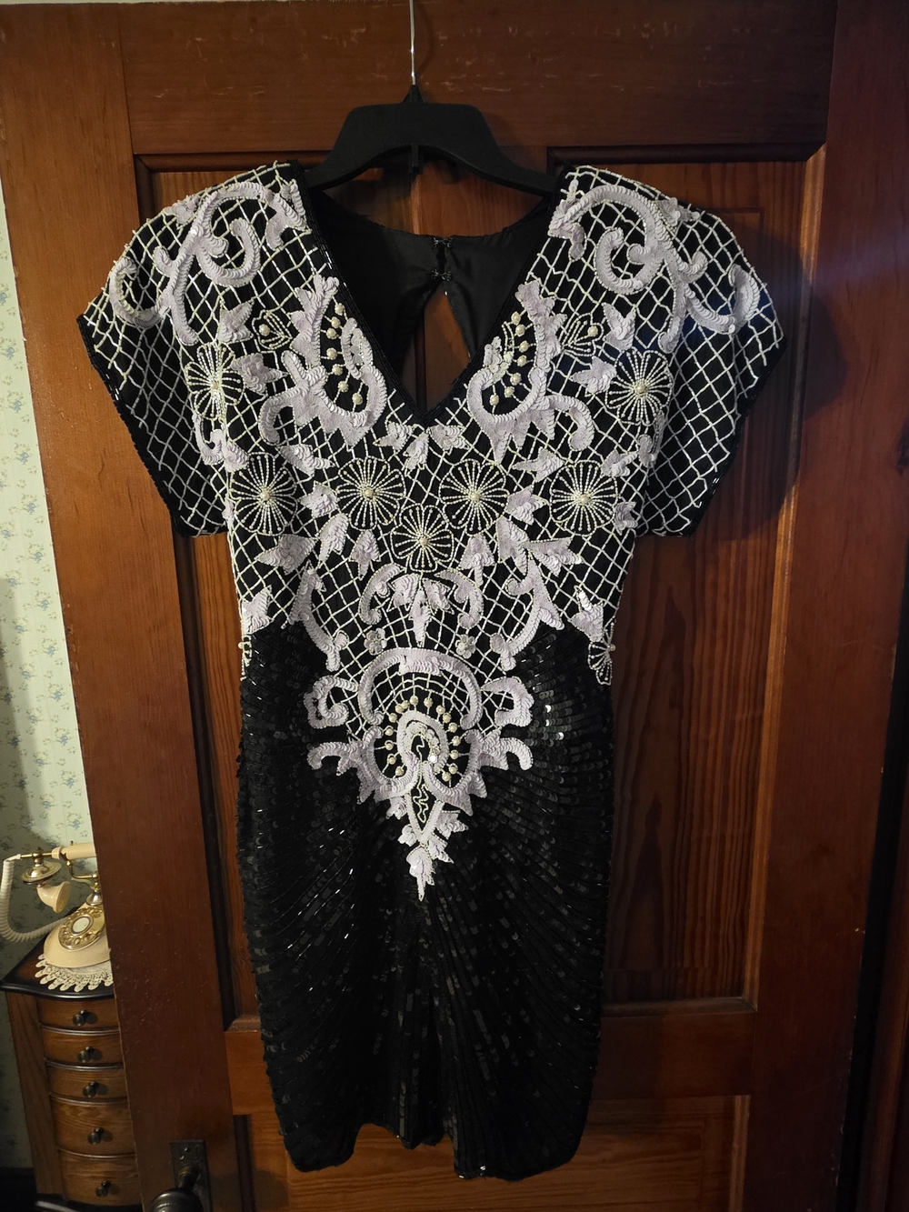 Black & White Vintage Sequin Party Dress